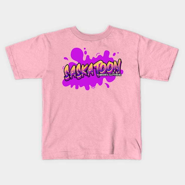 Saskatoon Urban Clothing  Pink Graffiti Style Kids T-Shirt by Stooned in Stoon